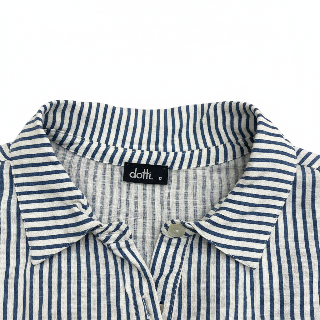 Dotti Blue & White Striped Tiered Mini Dress - Size 12