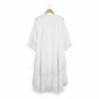 Women's White Swiss Dot Tiered Long Kimono