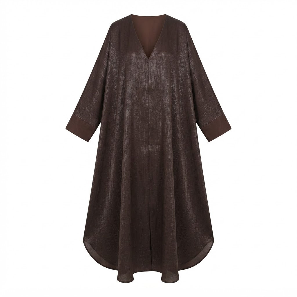 represent Chocolate Brown Shimmer Kaftan-Style Floor-Length