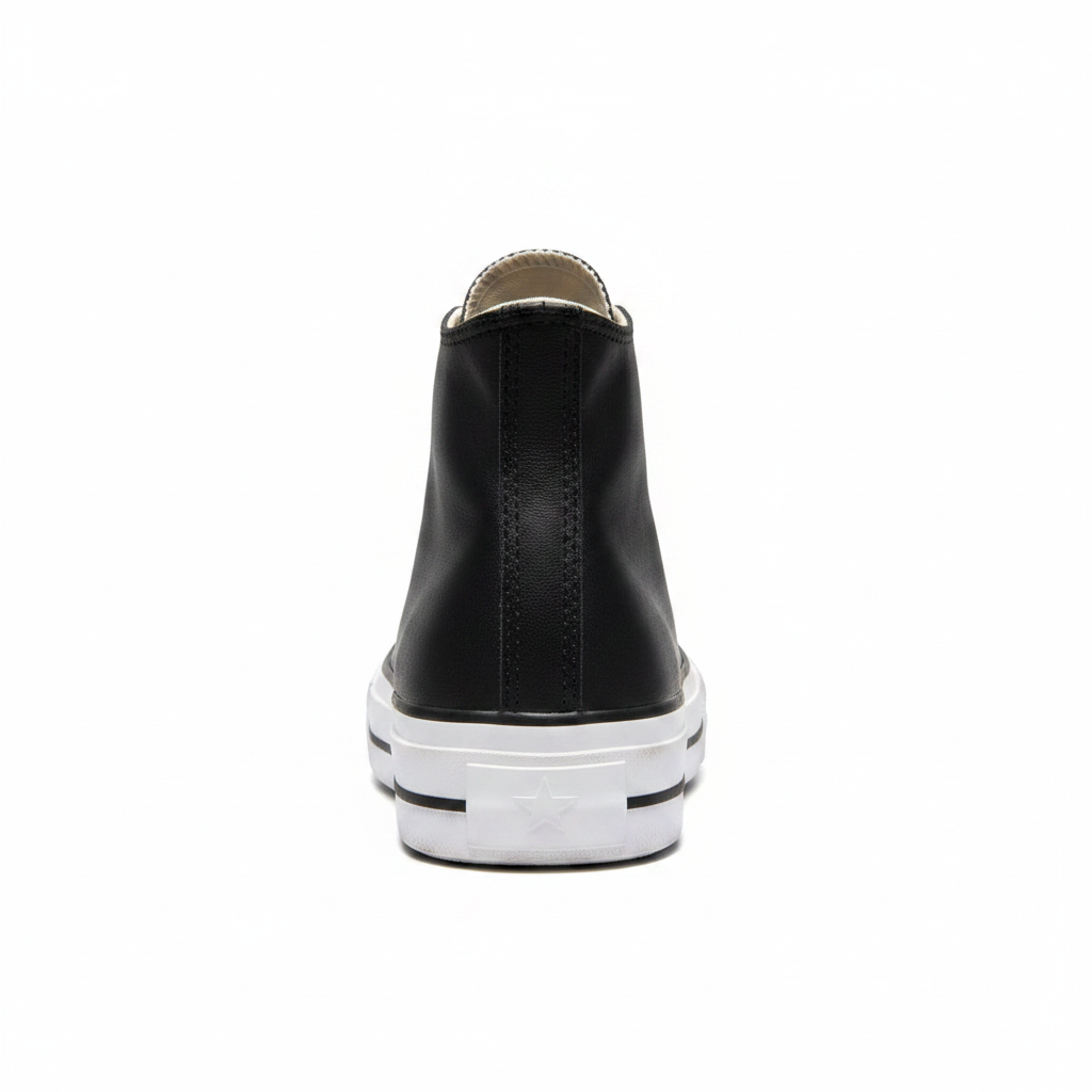 Converse Black Leather High Top Platform Sneakers
