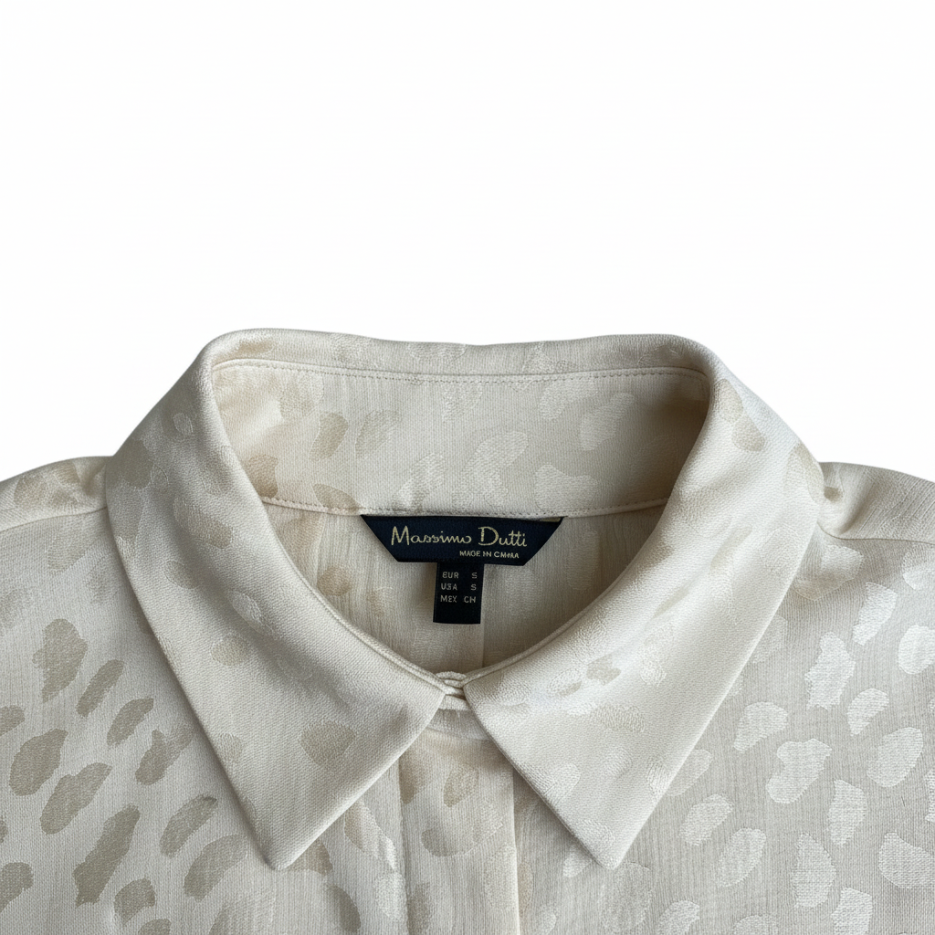 Elegant Beige High Neck Keyhole Blouse
