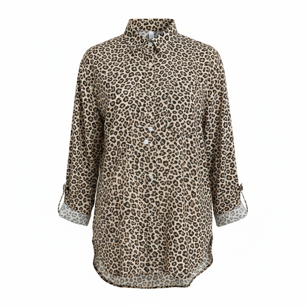Anko Women's Leopard Print Swim Cover-Up Shirt Size 10-12