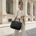 PRADA PRADA Black Grained Leather Top-Handle Tote