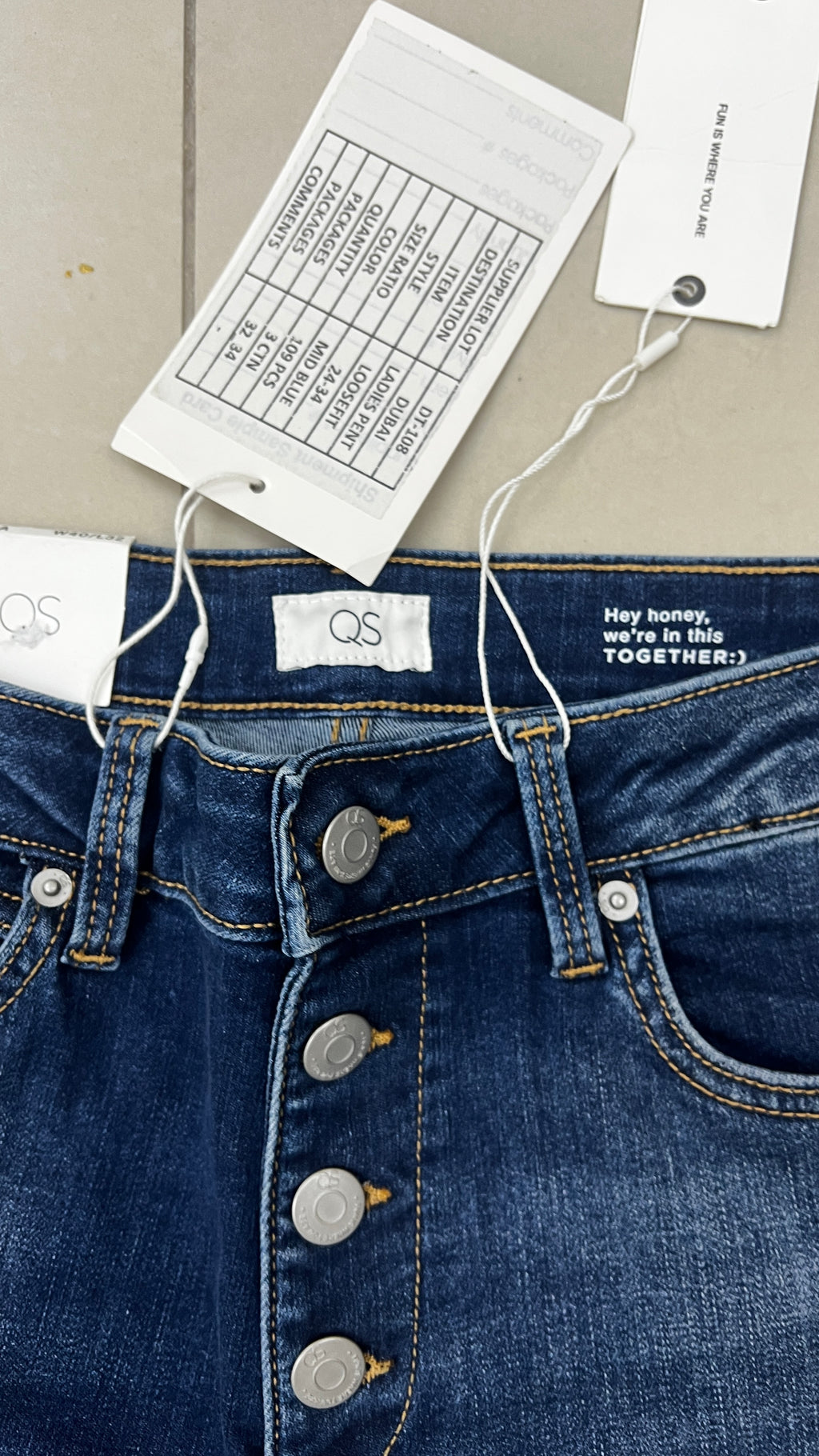 QS QS Dark Indigo Flared Denim Jeans with Button Fly