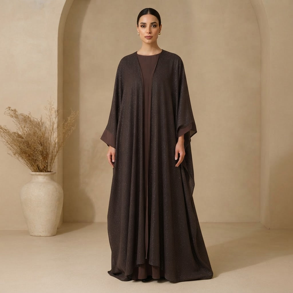 represent Chocolate Brown Shimmer Kaftan-Style Floor-Length