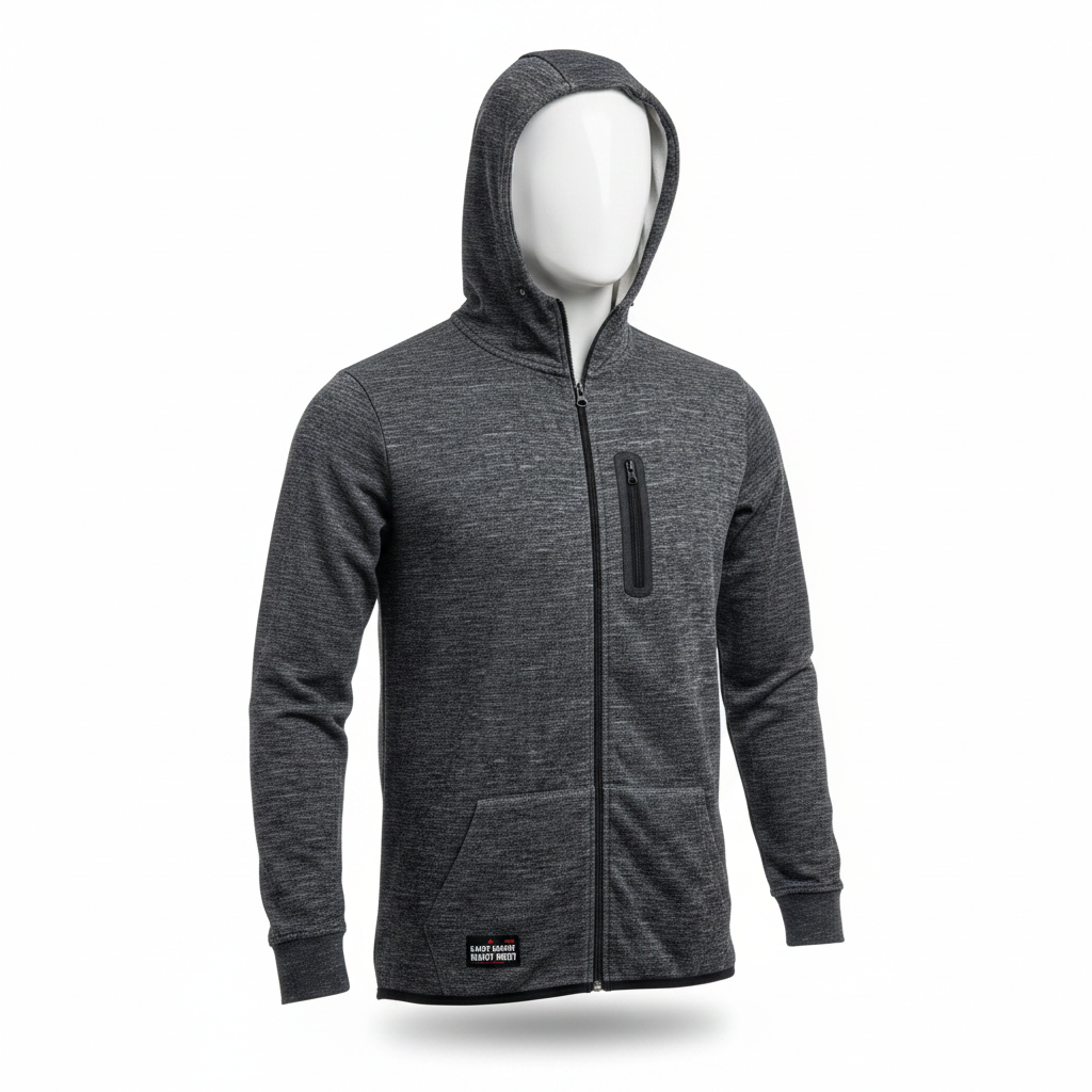 Men's Charcoal Heathered Full-Zip Fleece Hoodie Jacket
