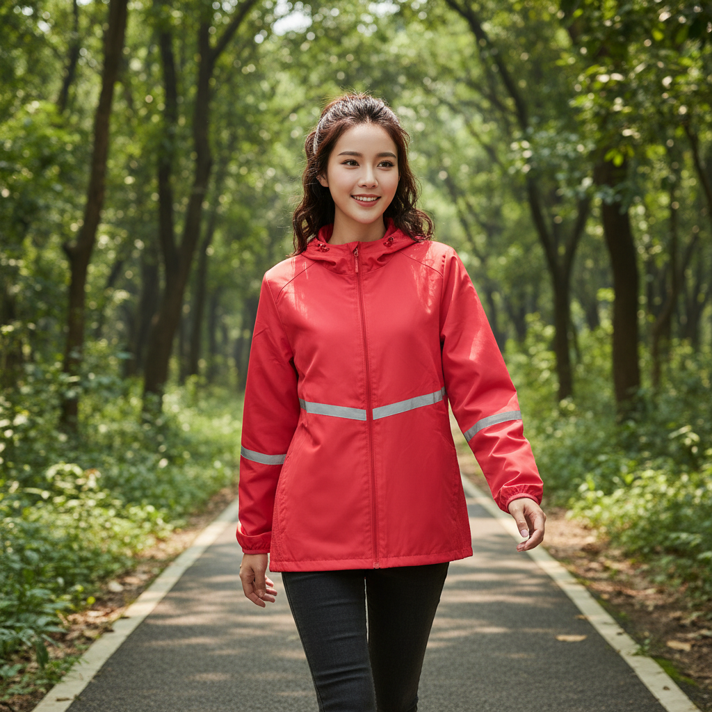 Crivit Women's Reflective Running Windbreaker Jacket - Red