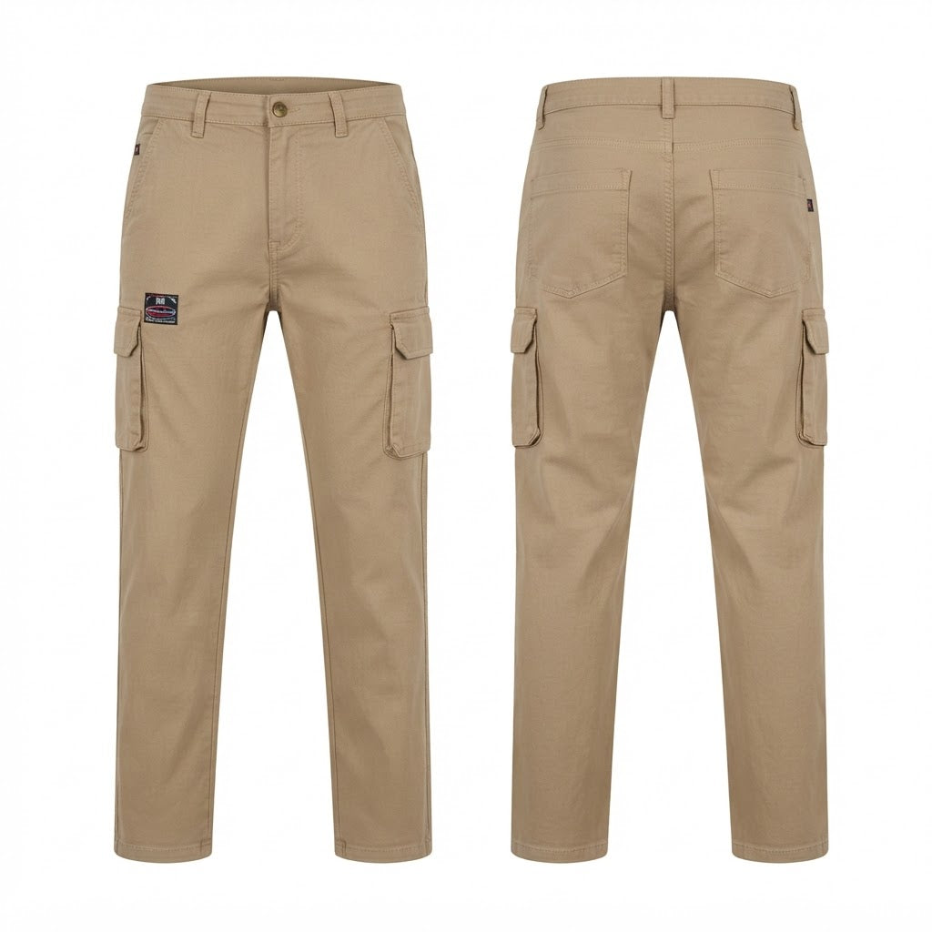FINEROSE VIP Khaki Slim Fit Multi-Pocket Cargo Trousers