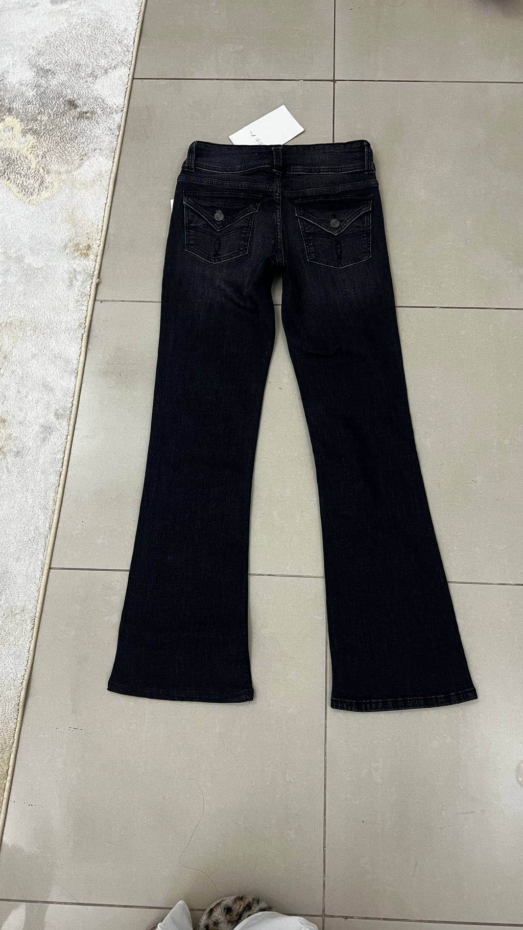 Bershka Washed Black Flared Denim Jeans with Chevron Back Po