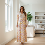Women's Embellished Scallop Print Cotton Maxi Dress