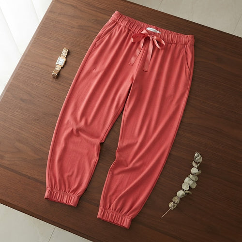 Coral Rose Elasticated Waist Ribbon Drawstring Pants