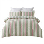 anko Striped Cotton Rich Single Quilt Cover Set - Green & gr