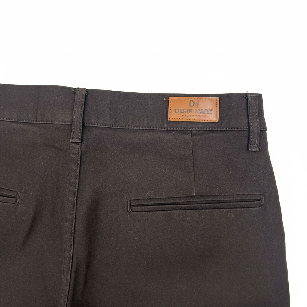 DERIK MARK Men's Slim-Fit Black Cotton Chino Trousers