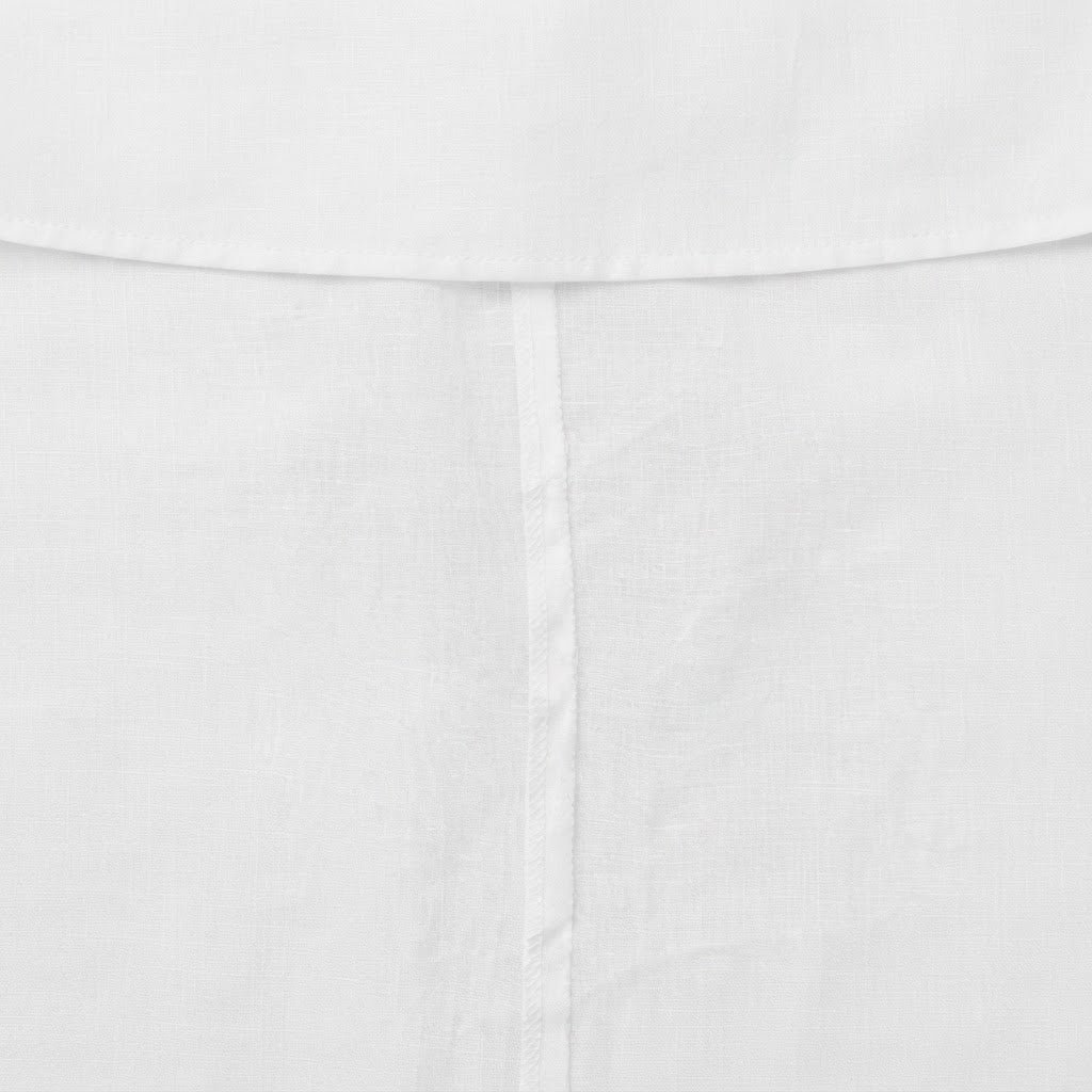 Women's White Ruched Sleeve Linen Blouse