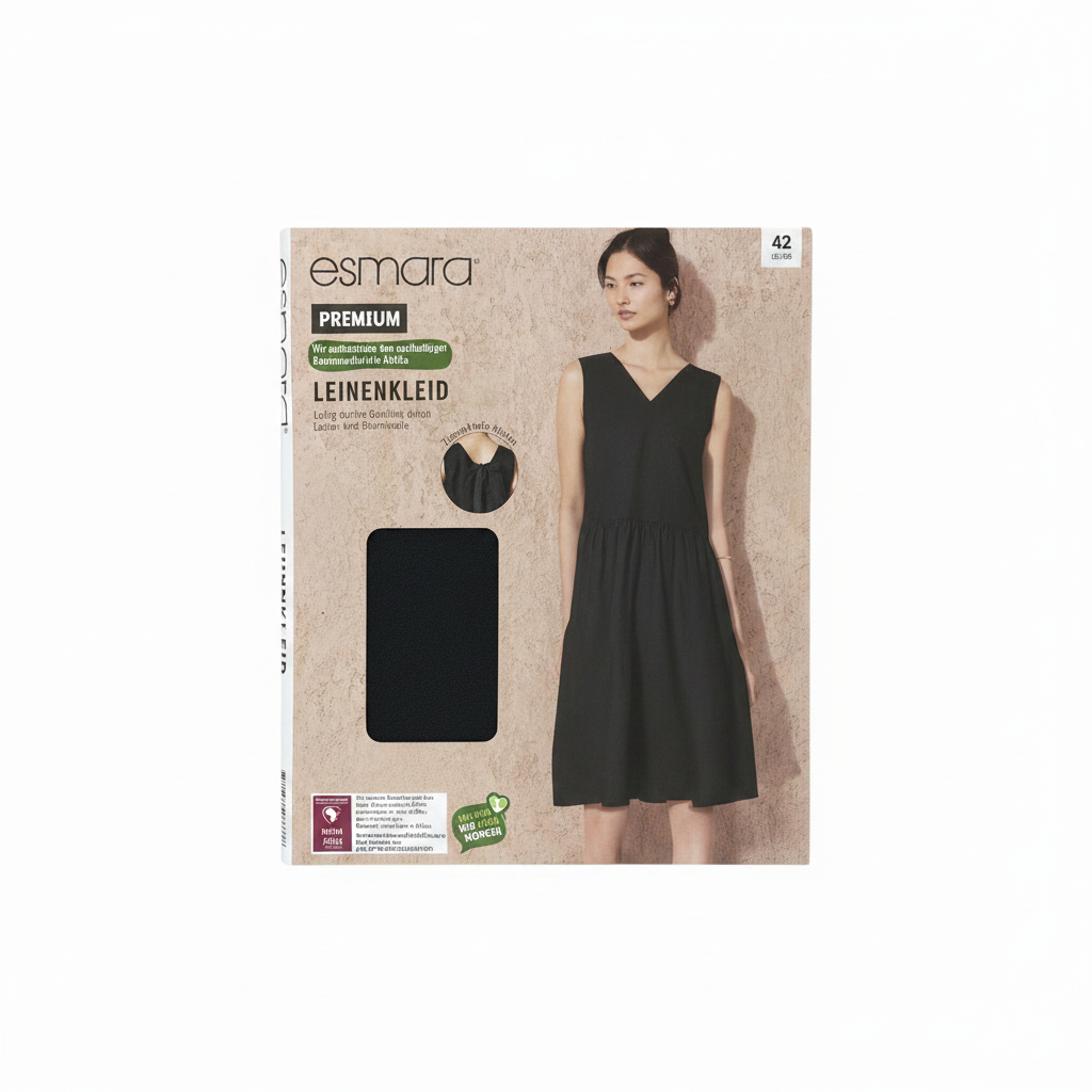 Esmara Women's Black Linen Sleeveless V-Neck Dress