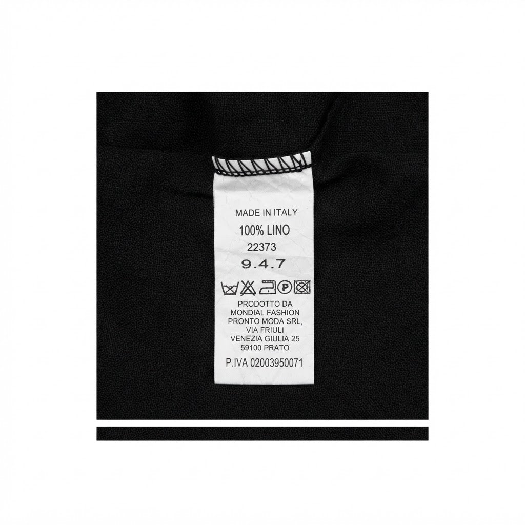 Women's Black Bohemian Linen Blouse with Crochet Lace