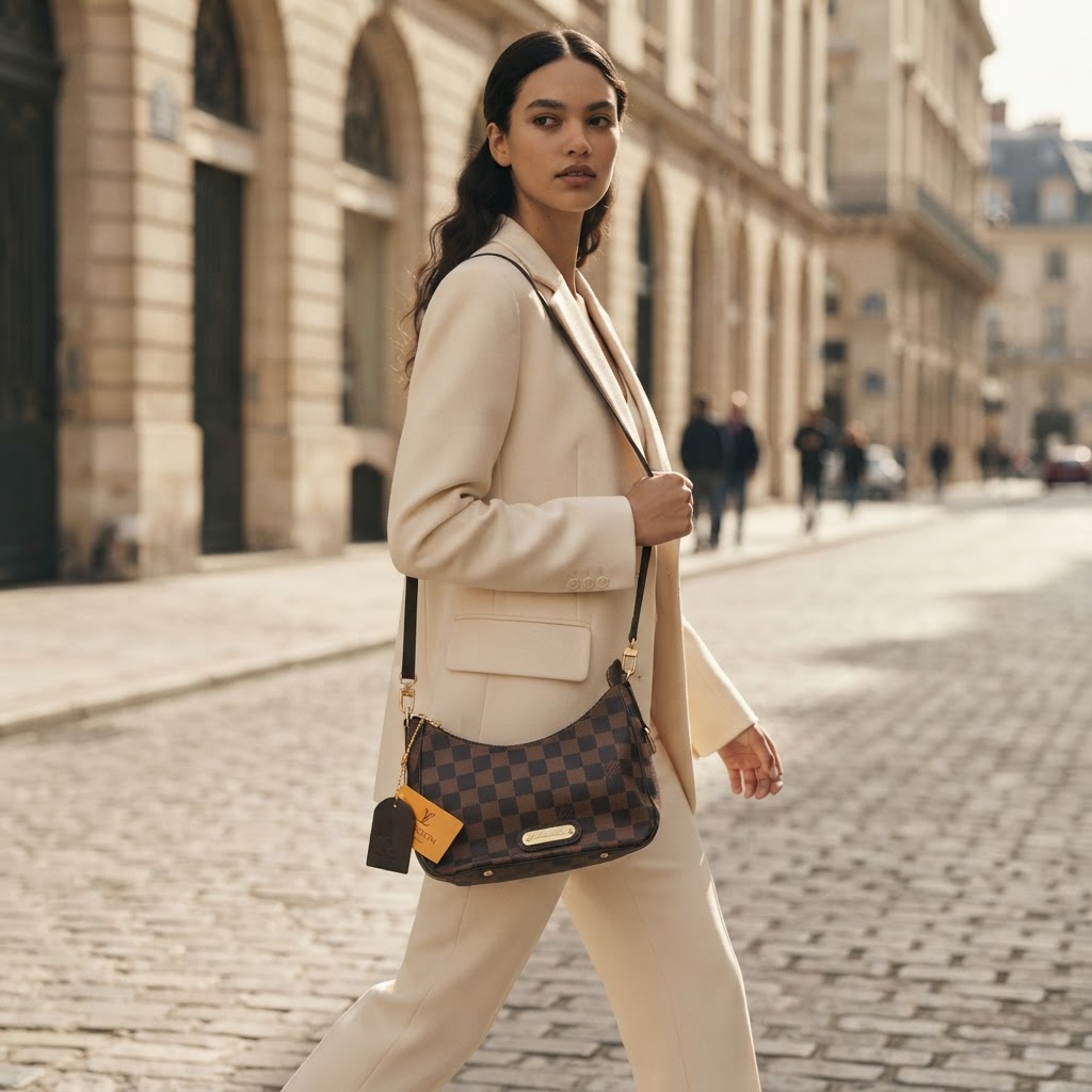 LOUIS VUITTON MADE IN FRANCE Classic Brown Checkered Pochett