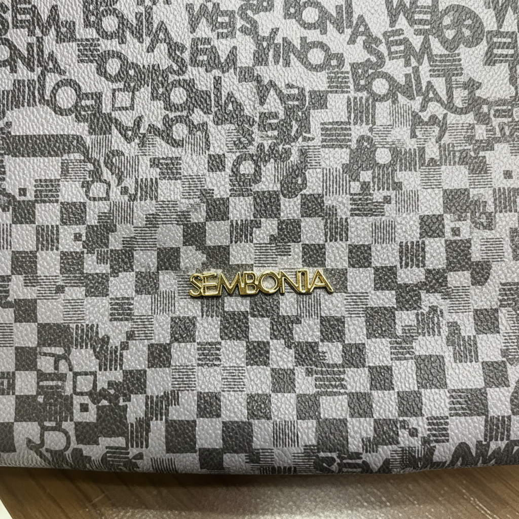 Sembonia Monogram & Checkered Hobo Bag with BS Charm