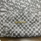 Sembonia Monogram & Checkered Hobo Bag with BS Charm