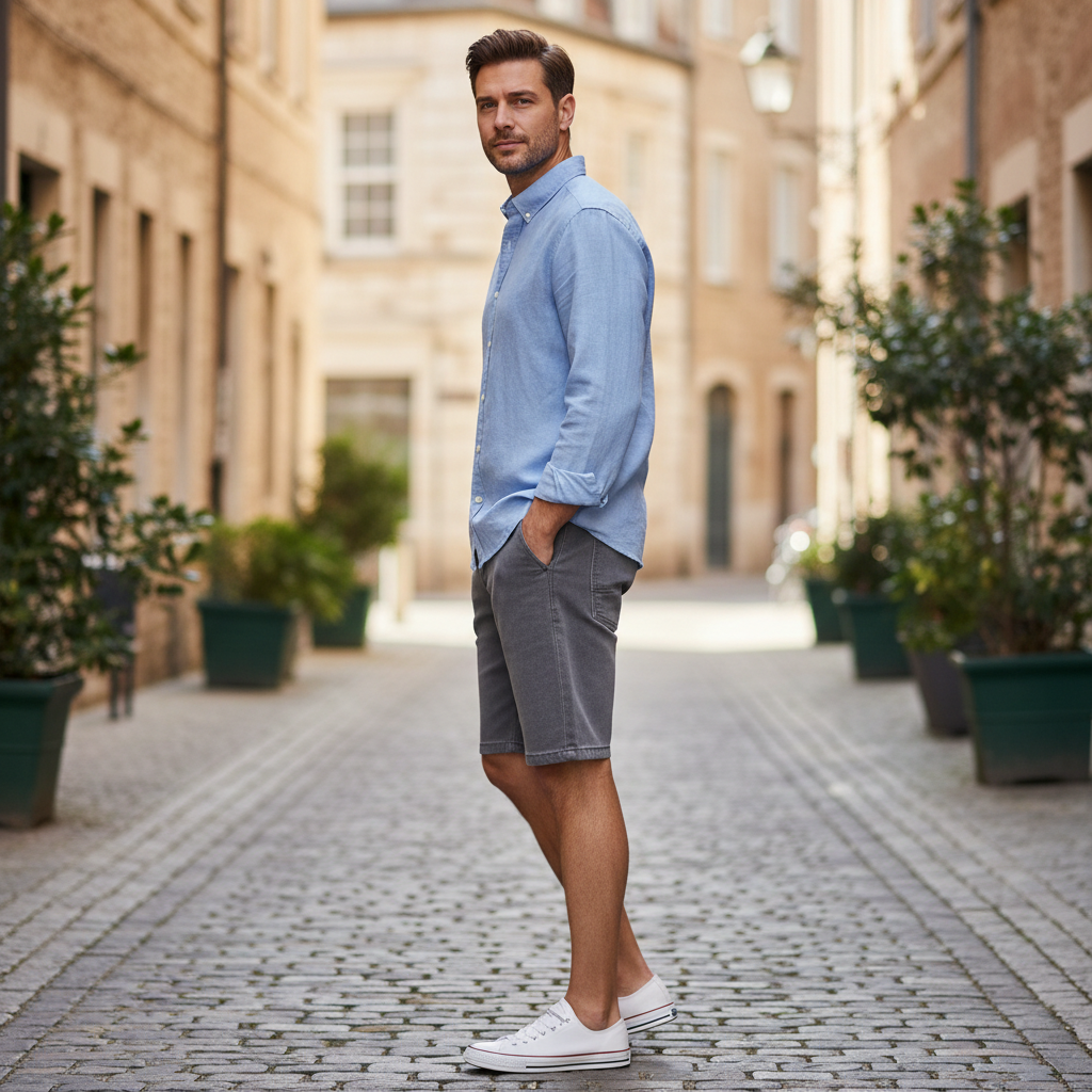 Livergy Men's Grey Casual Fit Denim Shorts