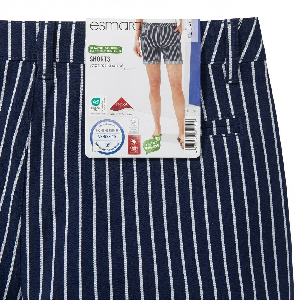 Women's Navy and White Striped Tailored Shorts