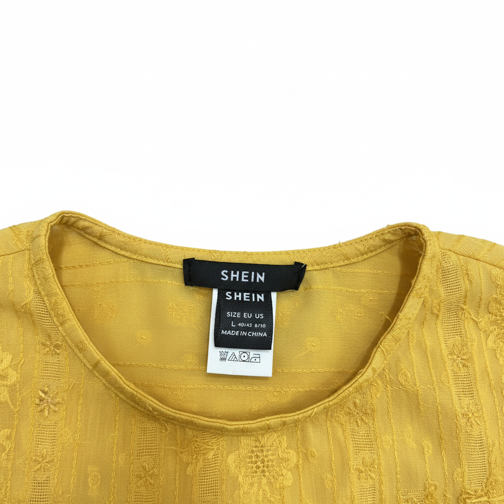 SHEIN Women's Yellow Textured Fringed Long-Line Kimono