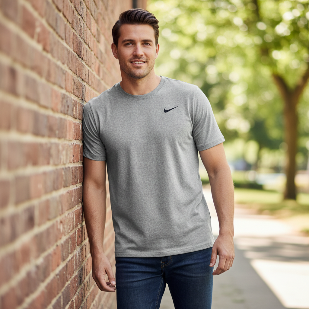 Nike Men's Dri-FIT Heather Grey Athletic T-Shirt