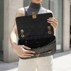 GUESS Guess Black Embossed Logo Flap Shoulder Bag