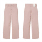 MANGO DENIM Dusty Blush Pink Wide Leg Denim Trousers with Cu
