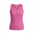 Women's Pink Ribbed Henley Tank Top