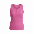 Women's Pink Ribbed Henley Tank Top