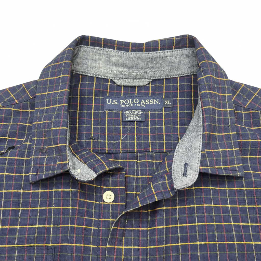 U.S. Polo Assn. Men's Navy Plaid Long Sleeve Shirt XL