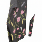 S D N L I N E Women's Black Floral Open-Front Long Abaya