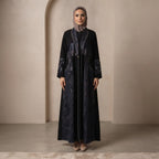 Black Embellished Long-Sleeve Formal Abaya Dress