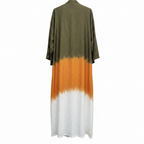 Women's Olive and White Color-Block Longline Kimono