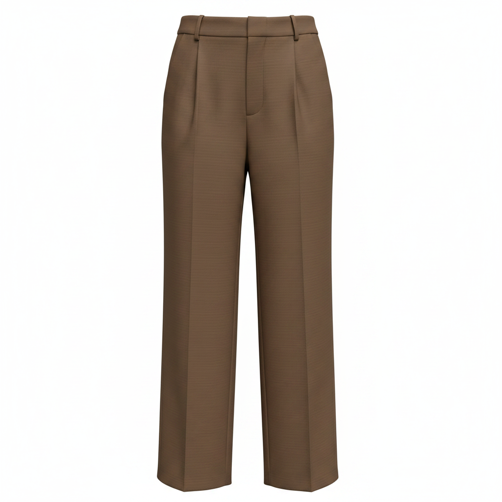 Dazy Women's Brown Pleated High-Waisted Wide Leg Trousers