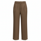 Dazy Women's Brown Pleated High-Waisted Wide Leg Trousers