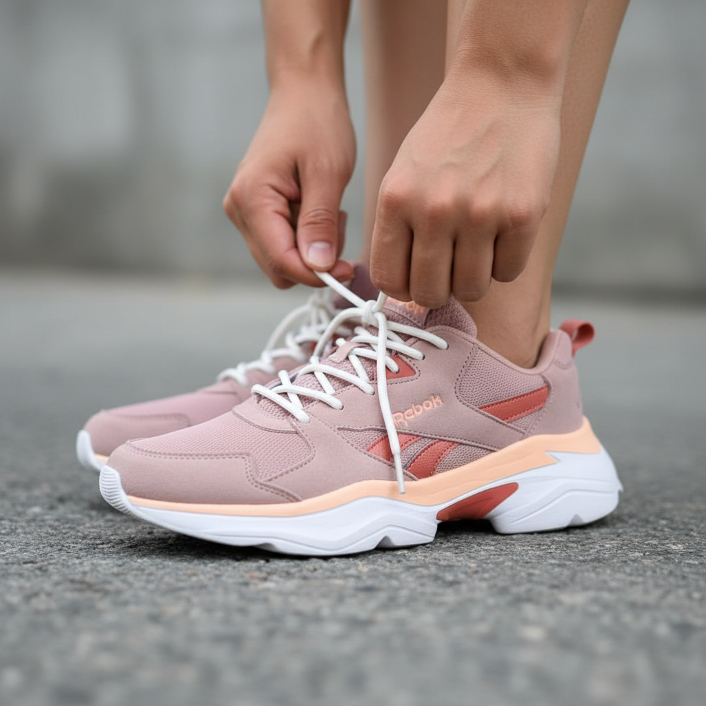 Reebok Women's Dusty Rose Mesh Chunky Sneakers