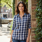 Falmer Heritage Blue Plaid Shirt with Denim Collar