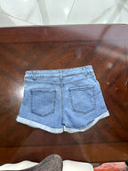 Light Wash Blue Cuffed Mid-Rise Denim Shorts