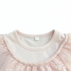 Girls' Blush Pink Tulle Ruffle Top with Floral Detail