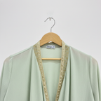LNA AZEEM Women's Mint Green Sequin Embroidered Long Kimono