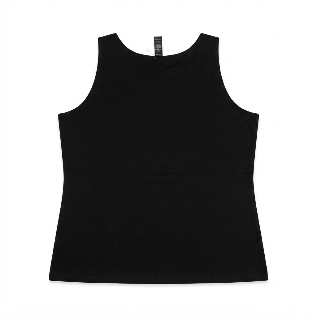 Women's Black Scoop Neck Cotton Tank Top