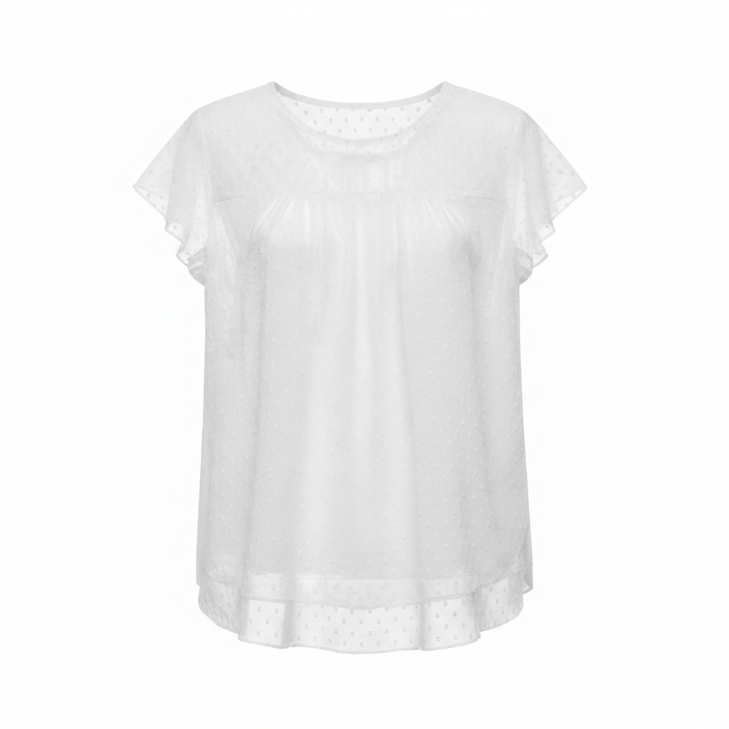 Women's White Eyelet Embroidered Puff Sleeve Blouse