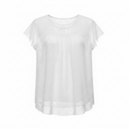 Women's White Eyelet Embroidered Puff Sleeve Blouse