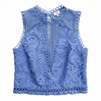 River Island Blue Guipure Lace Peplum Sleeveless Top