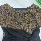 Women's Black and Gold Metallic Long Sleeve Maxi Dress