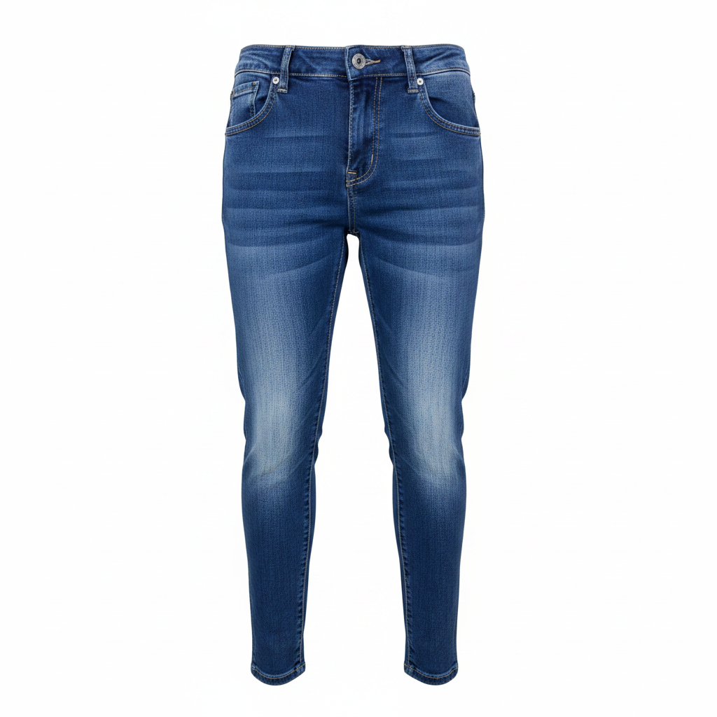 Kids' Blue Denim-Print Stretch Jeggings