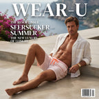 Men's Peach Seersucker Striped Shorts with Orange Drawstring