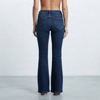 QS QS Dark Indigo Flared Denim Jeans with Button Fly